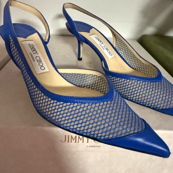 Jimmy Choo Shoes - Jimmy Choo Royal Blue Mesh Slingback Pumps